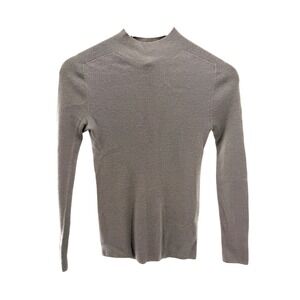 The Rumere Ribbed Knit Wool Sweater Mock Neck Gray‎ Minimalist Workwear Size 34